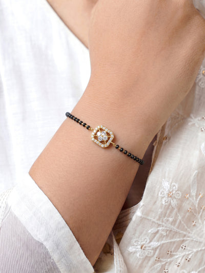 Mishika Diamond Floral 18K Gold Plated Women's Mangalsutra Bracelets