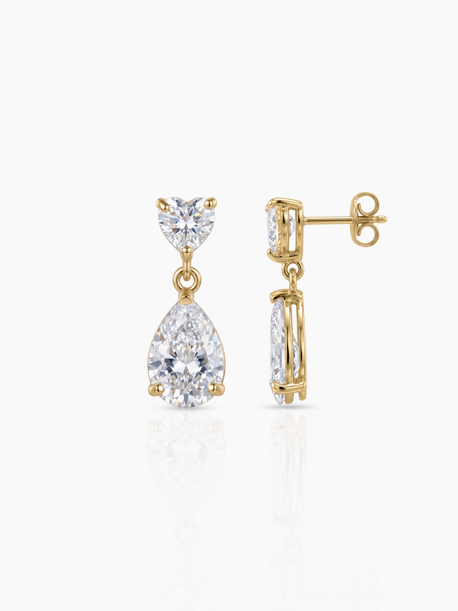 Mohini Pear Diamond Solitaire Heart Gold Women's Jewelry Set Of 2 - Necklace & Earrings