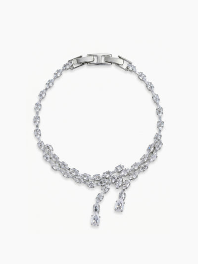 Molisha Diamond Women's Silver Jewelry Set Of 4 - Necklace, Ring, Bracelet & Earrings