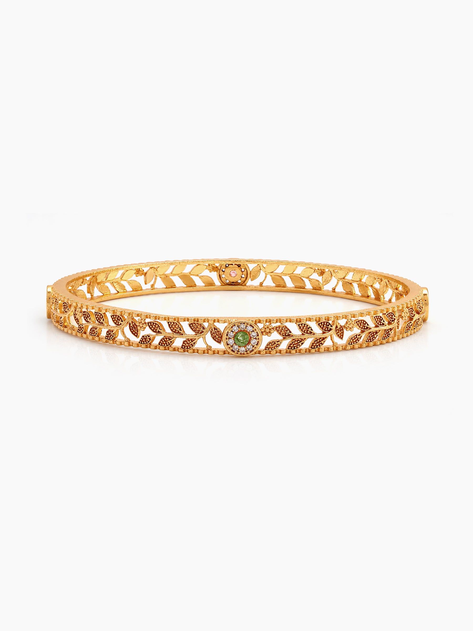 Mrinal Green Pink Diamond Texture Gold Set Of 2 Women's  2/4, 2/6, 2/8 Bangles