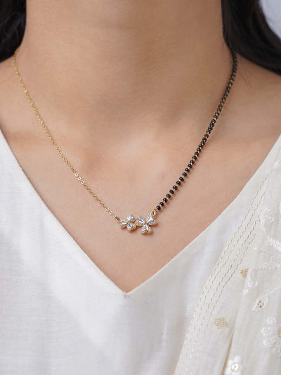 Myra Heart Flower Diamond Motifs 18K Gold Plated Mangalsutra