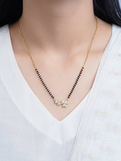 Naisha Diamond Heart Flower Clover 18K Gold Plated Mangalsutra