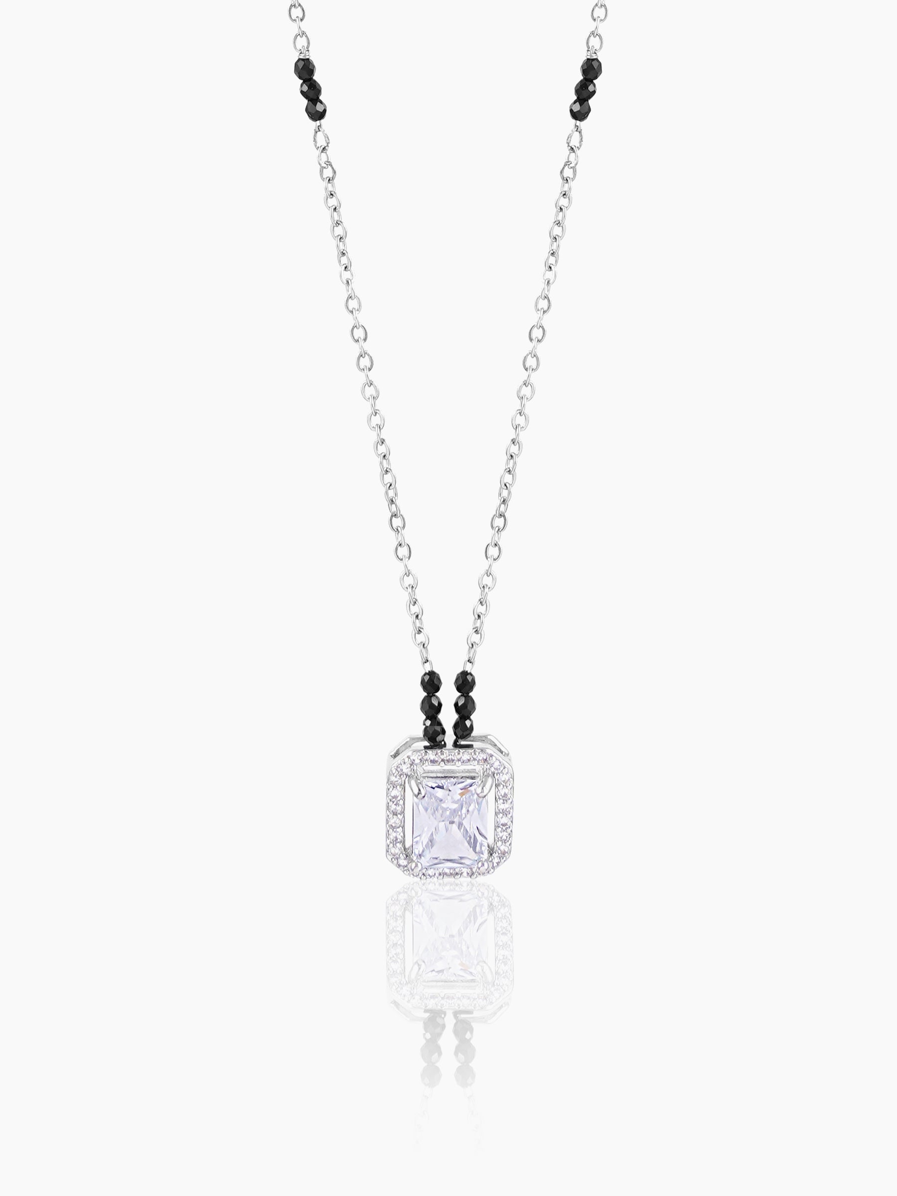 Nayaa Diamond Solitaire Silver Pendant Mangalsutra