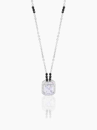 Nayaa Diamond Solitaire Silver Pendant Mangalsutra