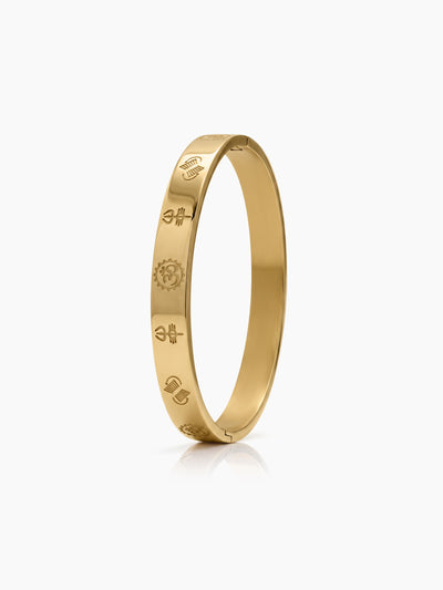 Neelkanth Shiva Om,Trishul,Damru Gold Men's Solid Kada Bracelets