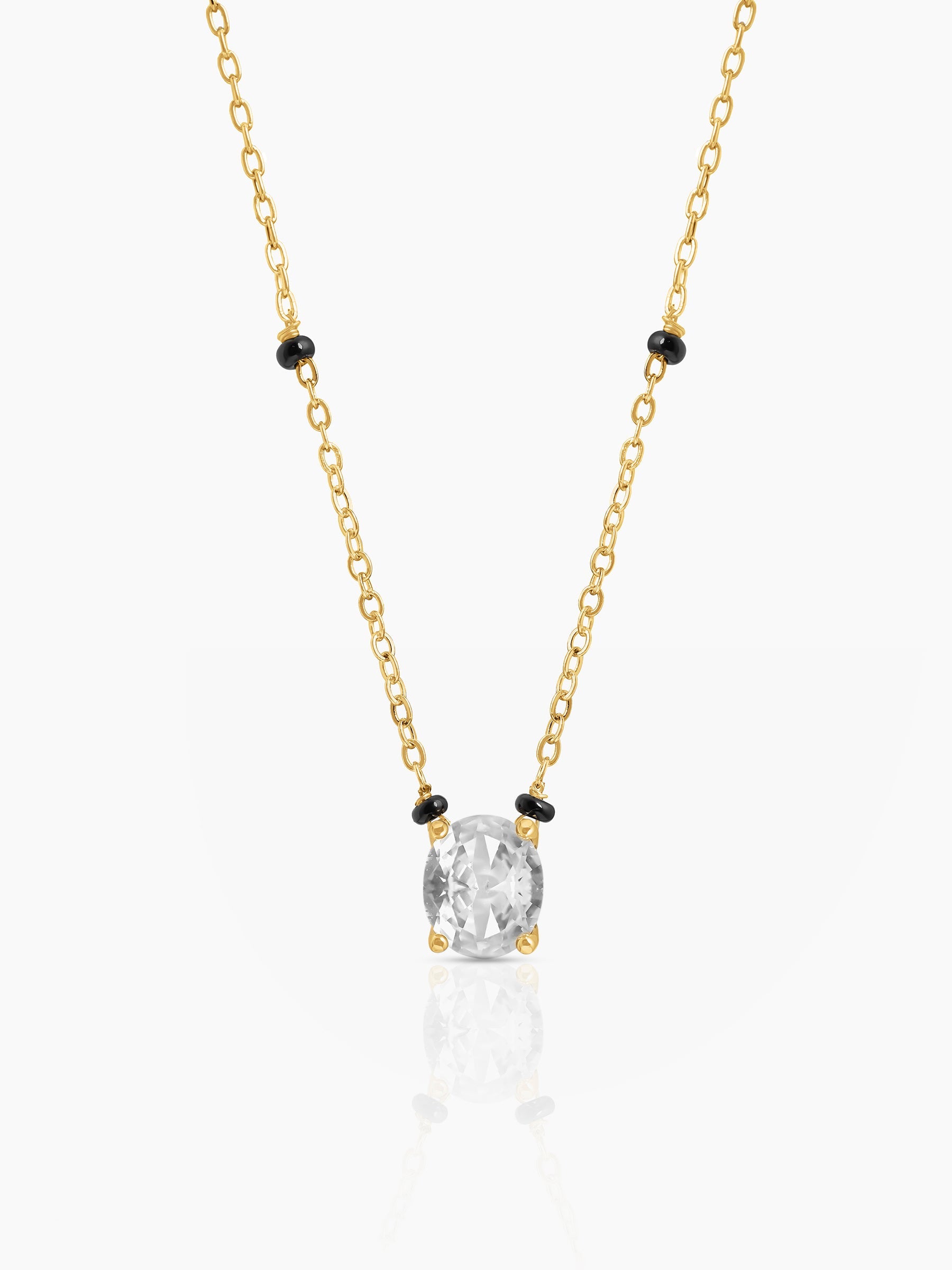 Nirvi Oval Diamond Solitaire 18K Gold Plated Mangalsutra