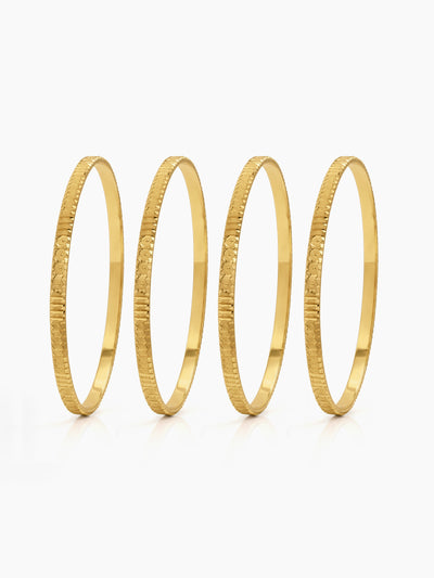 Pakhi Classic Texture Gold Set Of 4 Women's 2/4, 2/6, 2/8 Bangles 