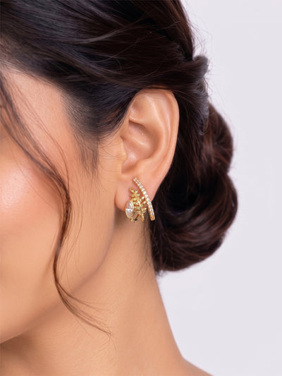 Pushti Diamond Gold Women's Stud Earrings