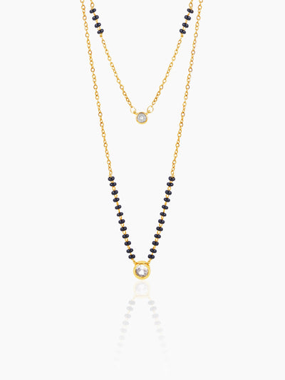 Quilla Dual Layered Diamond Stud 18K Gold Plated Mangalsutra