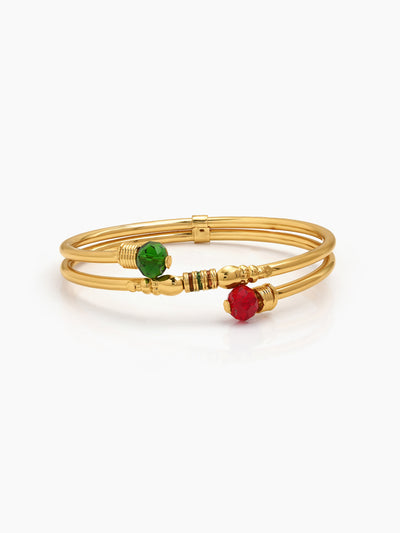 Ragini Red And Green Stone Gold Women's Bangles (Set Of 2)