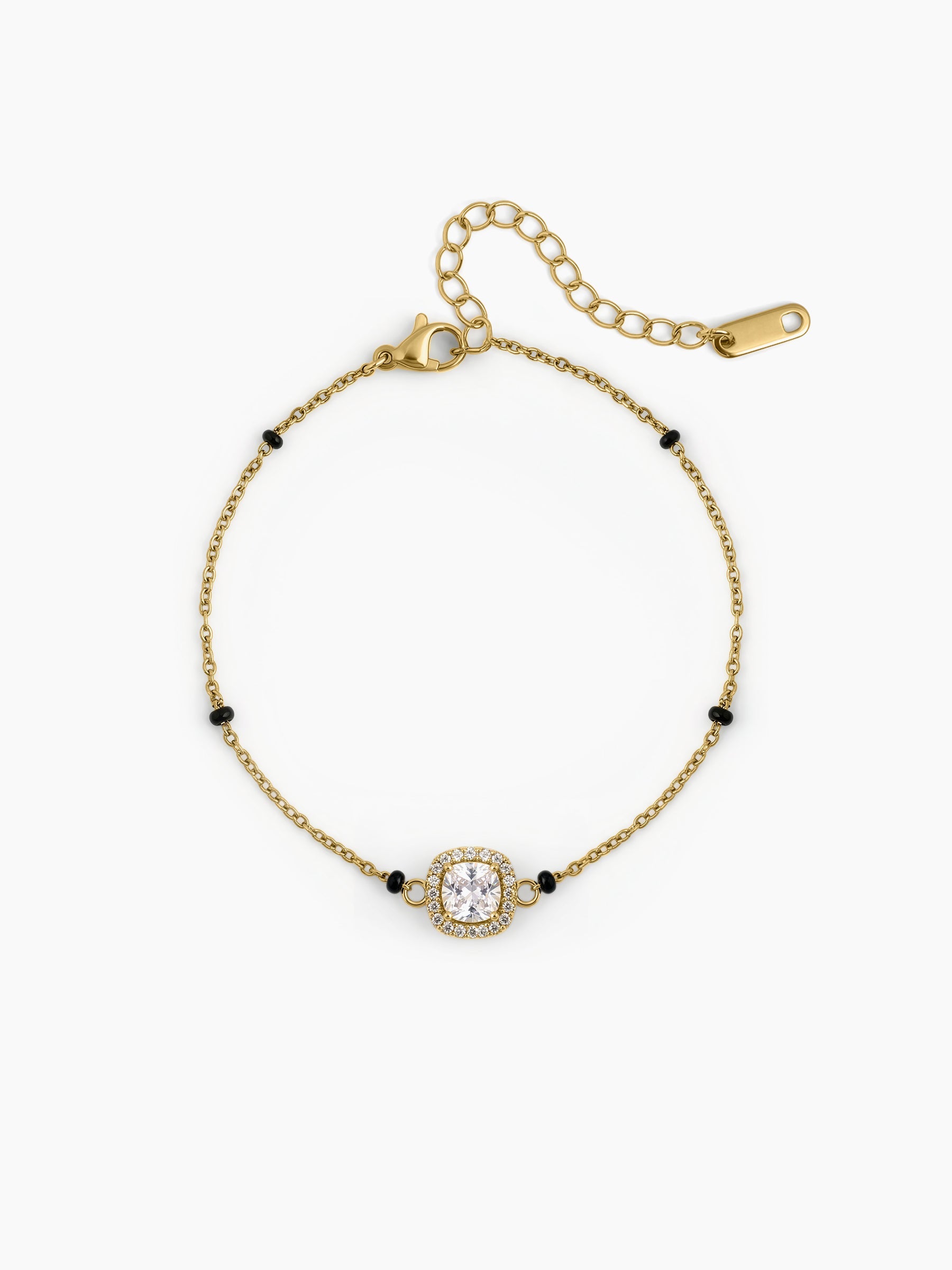 Rashi Diamond Solitaire Halo 18K Gold Plated Mangalsutra Bracelet