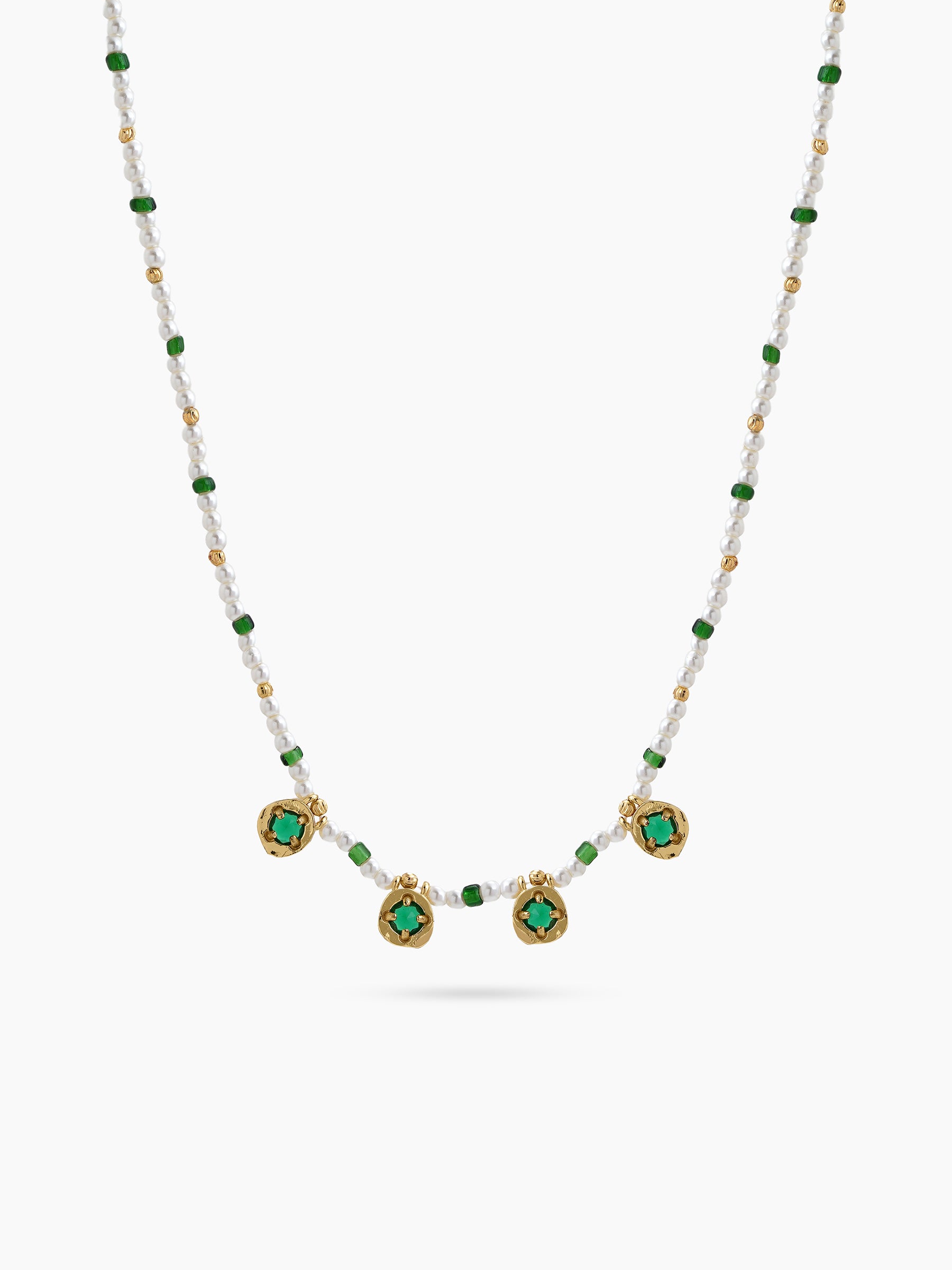 Reva Emerald Pearl Gold Women's Necklace