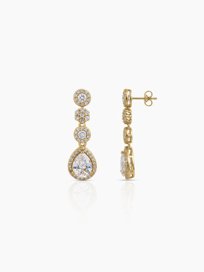 Revti Teardrop Pear Solitaire Diamond Gold Women's Jewelry Set Of 2 - Necklace & Earrings