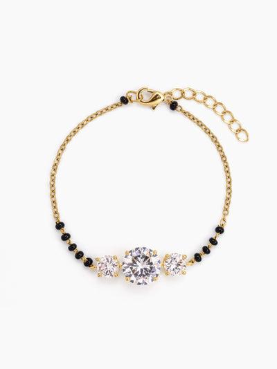 Rihana Trio Solitaire Diamond 18K Gold Plated Women's Mangalsutra Bracelets