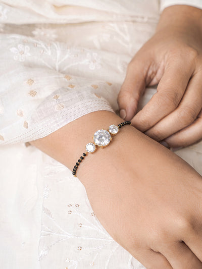 Rihana Trio Solitaire Diamond 18K Gold Plated Women's Mangalsutra Bracelets