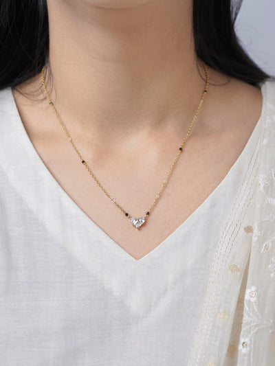 Rivana Trio Diamond Heart Sihouette 18K Gold Plated Mangalsutra
