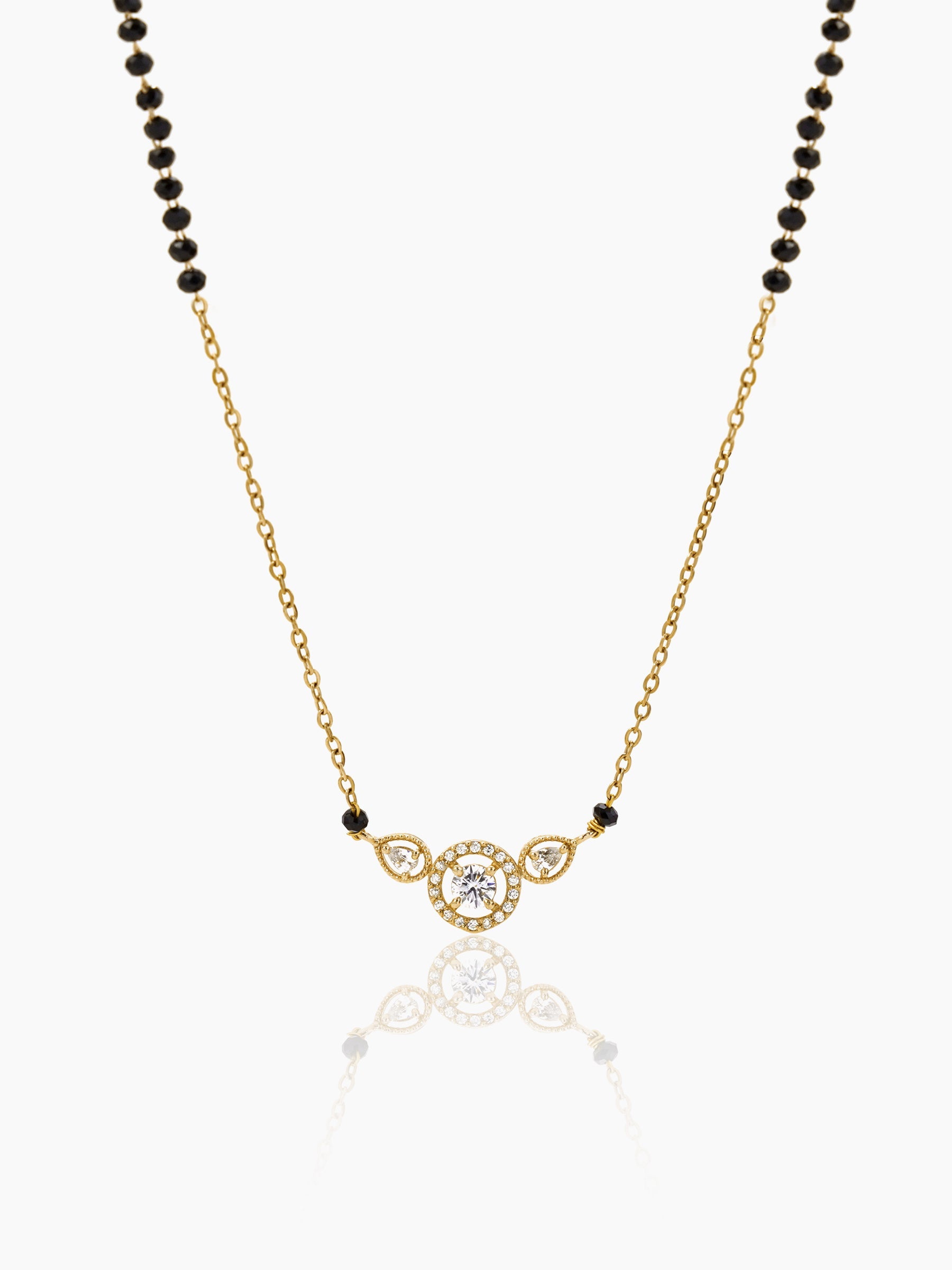Rivya Teardrop Shaped CZ Diamond 18K Gold Plated Mangalsutra