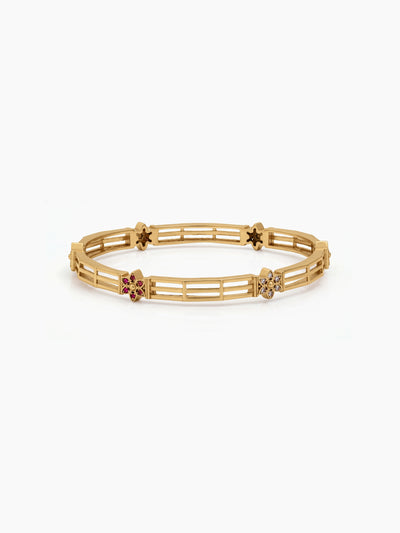 Ruchika Floral Bar Gold Set Of 2 Women's 2/4, 2/6, 2/8  Bangles