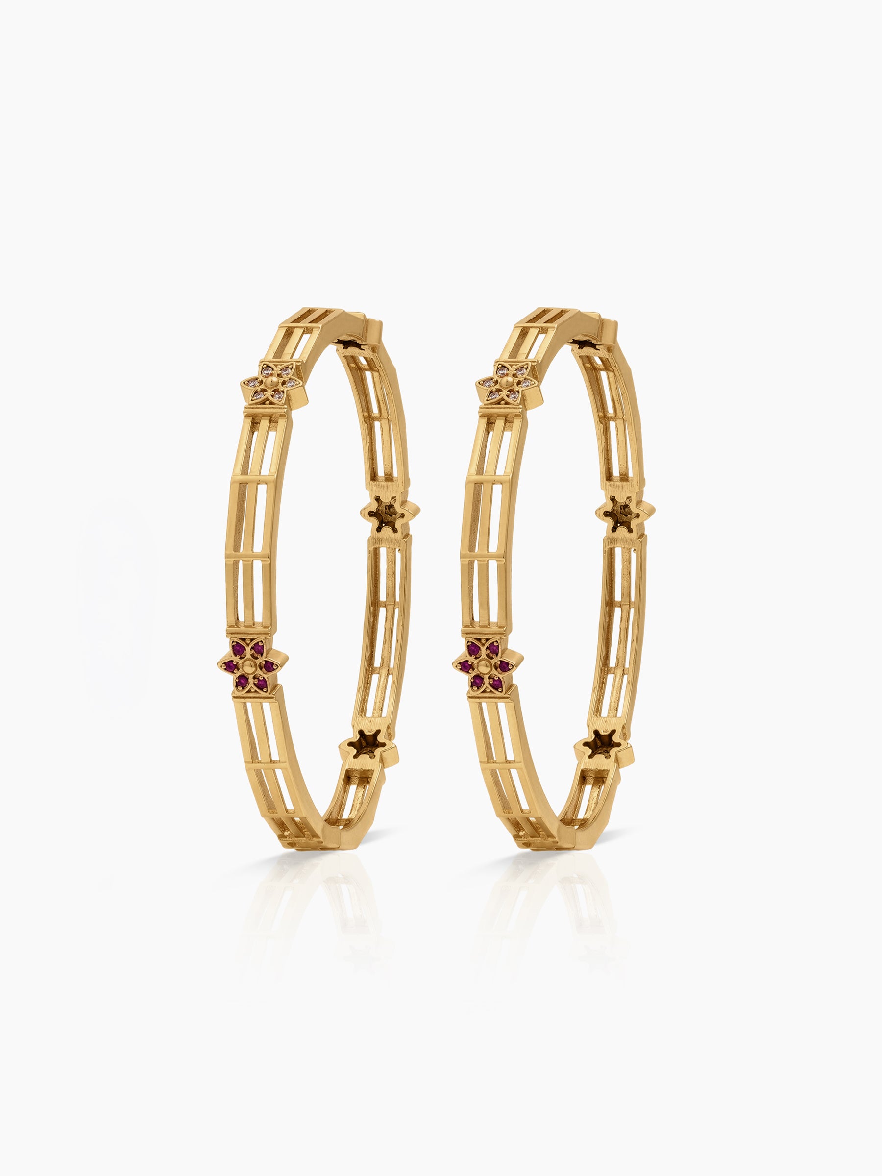 Ruchika Floral Bar Gold Set Of 2 Women's 2/4, 2/6, 2/8  Bangles