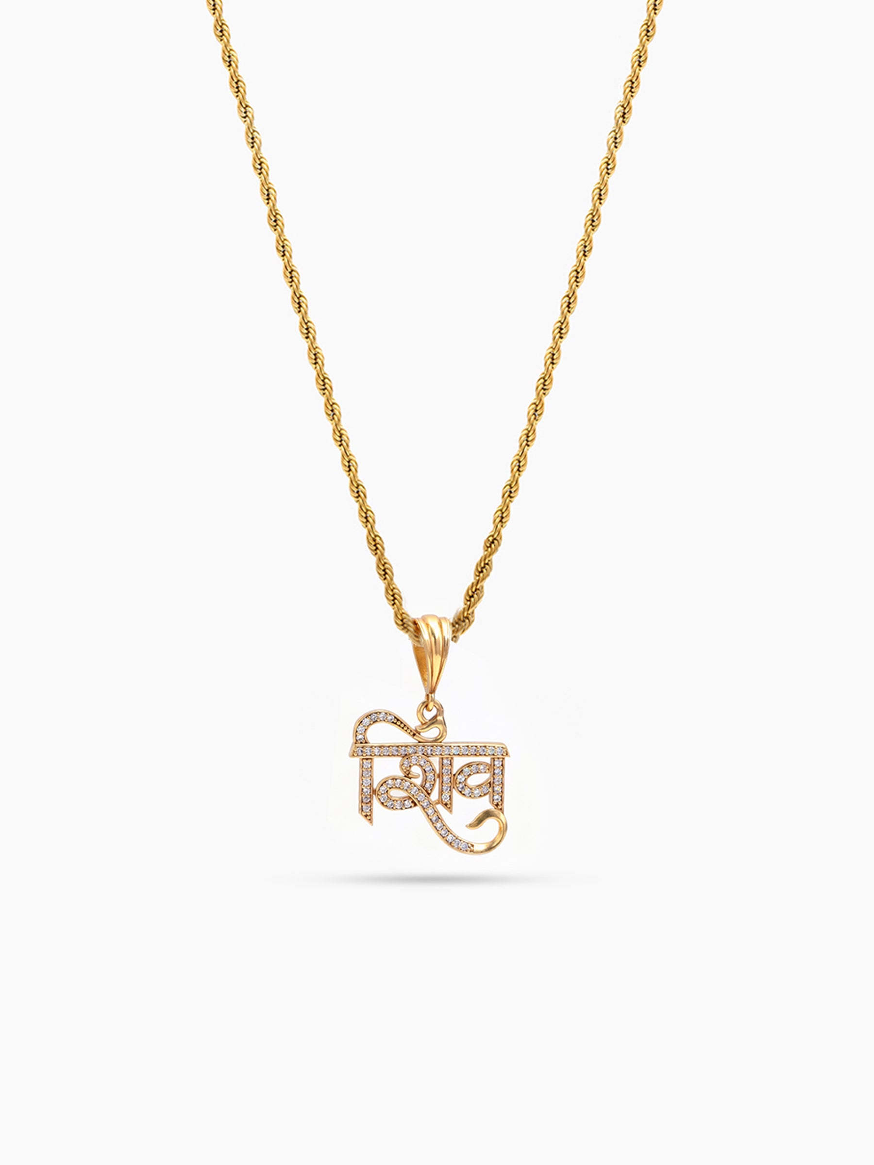 Rudvik Shiv Diamond Gold Men's Rope Chain Pendant Necklaces