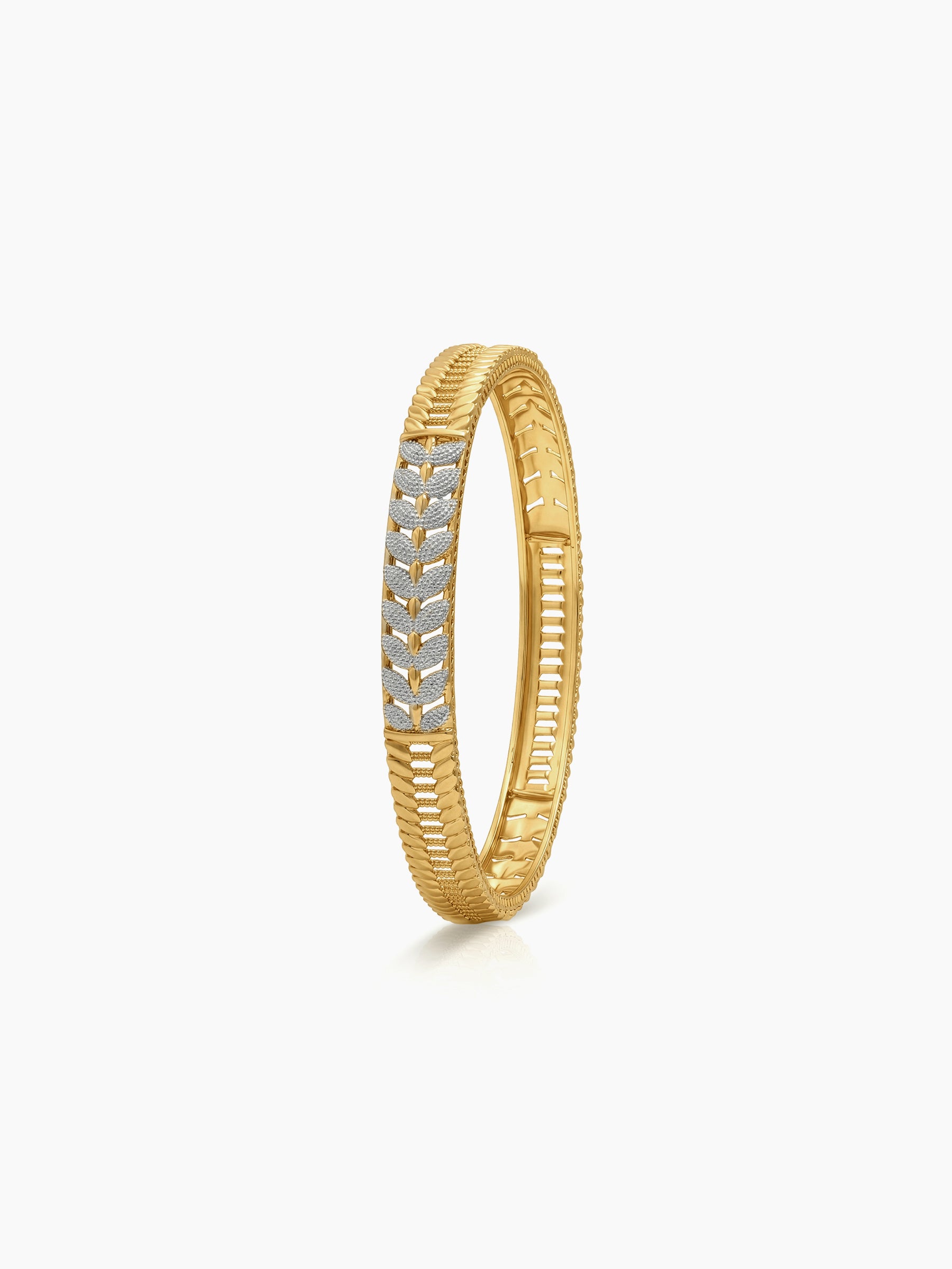 Rutvi Diamond Leaf Gold Set Of 2 Women's 2/4, 2/6, 2/8 Bangles 