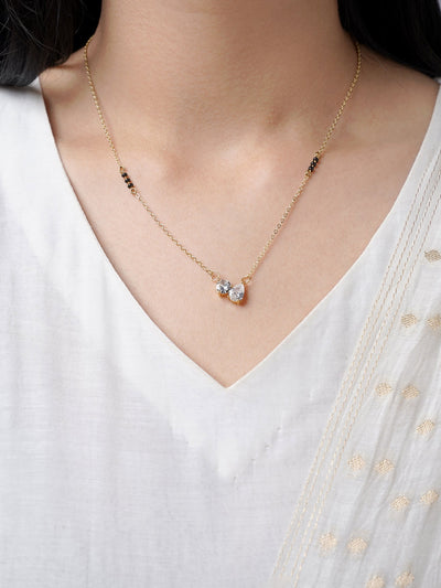 Saanvi Dual Diamond Solitaire 18K Gold Plated Mangalsutra