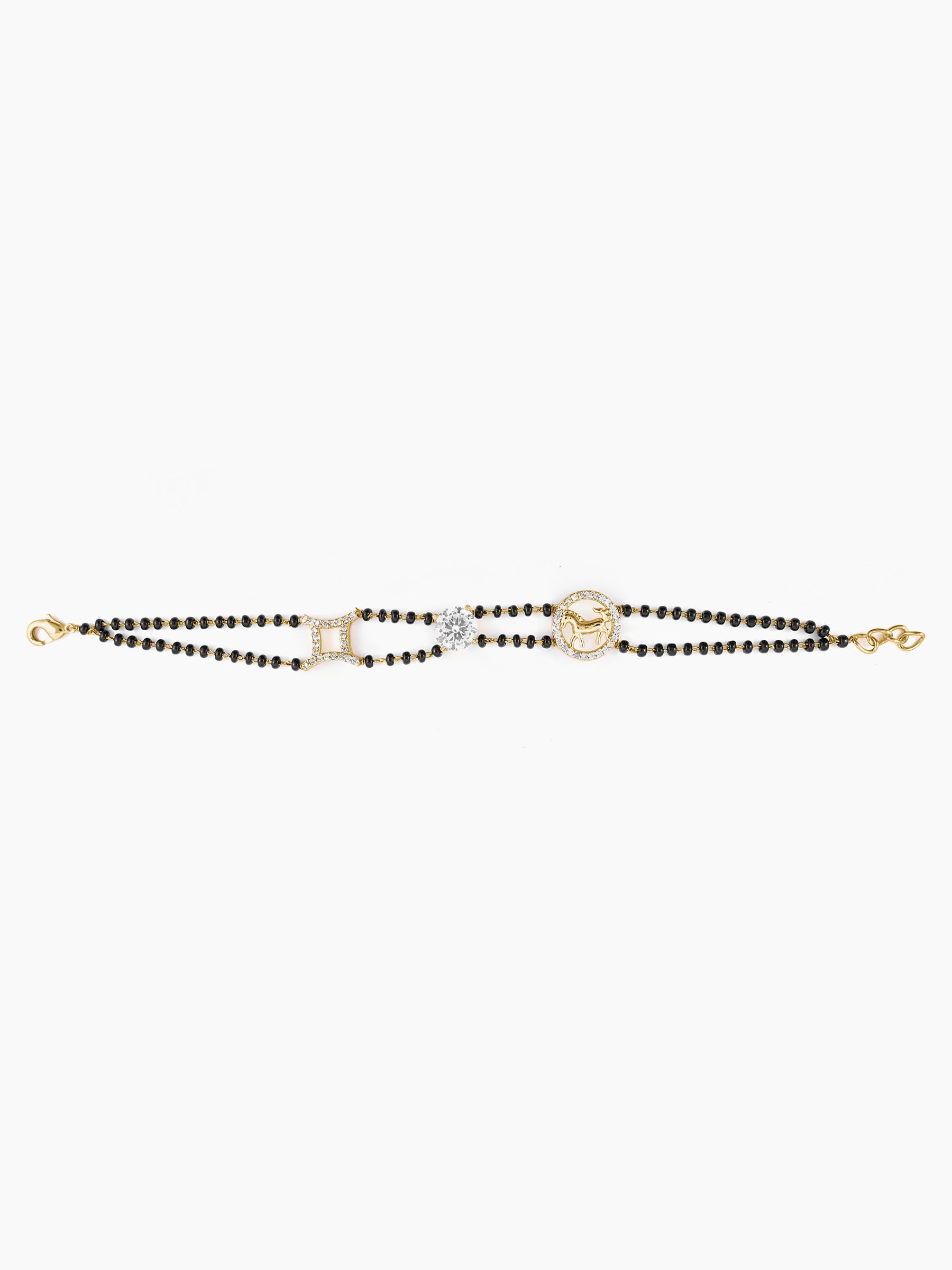 Samaa Sparkling Crystal Charm Diamond Circular Motif 18K Gold Plated Mangalsutra