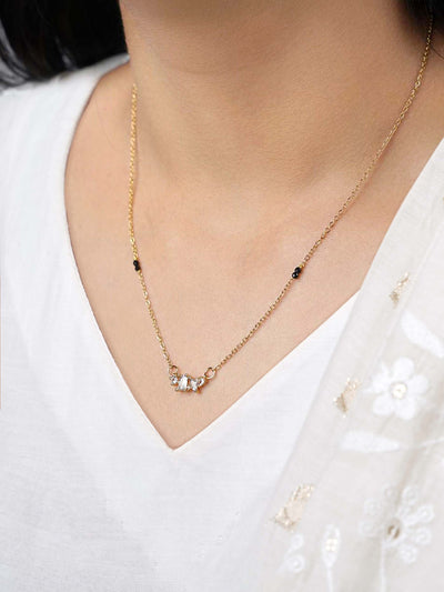 Shanvika Diamond Solitaire Minimal 18K Gold Plated Mangalsutra