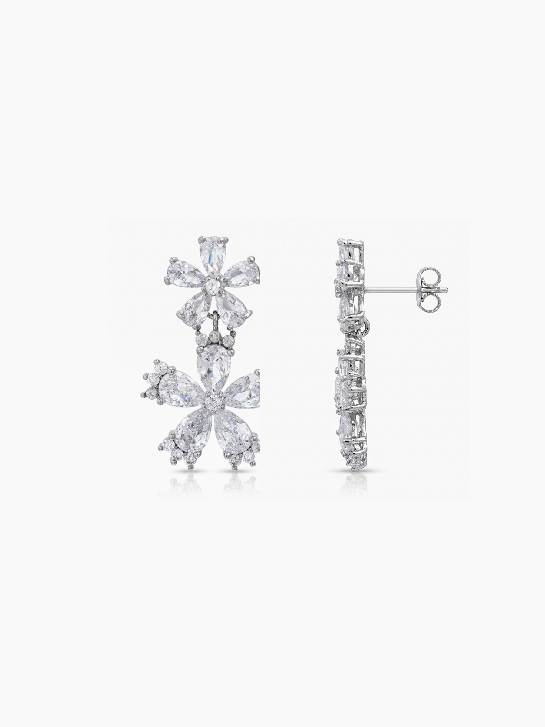 Shivani Floral Diamond Silver Women's Jewelry Set Of 2 - Necklace & Earrings