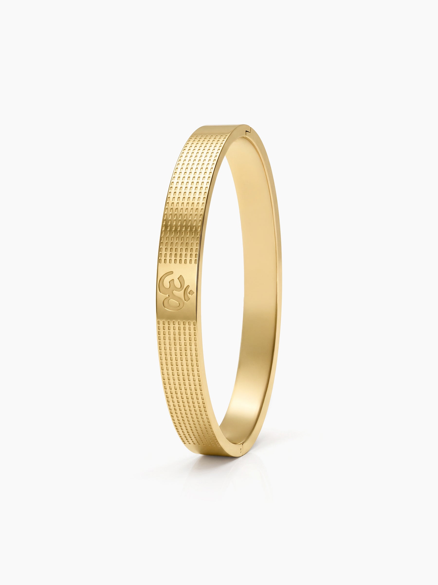 Shivansh Om Gold Men's Solid Kada Bracelets