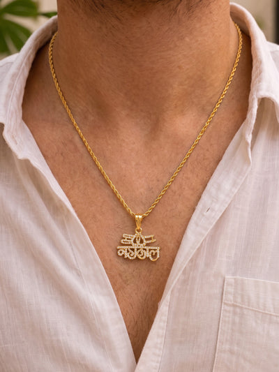 Shiven Mahakal Diamond Gold Men's Rope Chain Pendant Necklaces