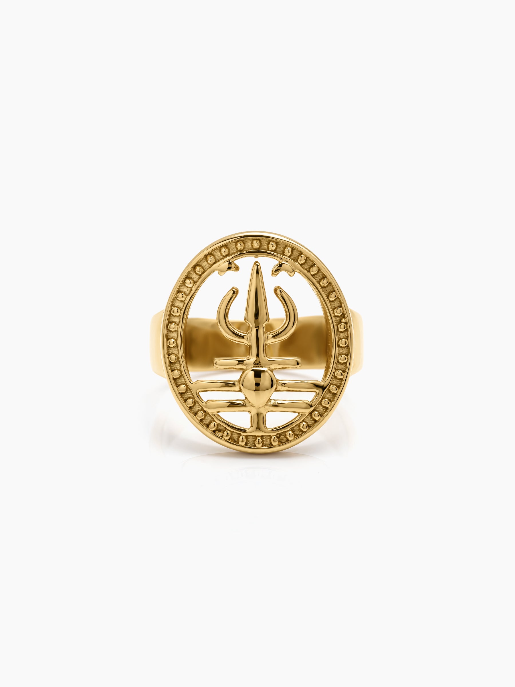 Shivora Shiv Trishul Gold Men's Ring