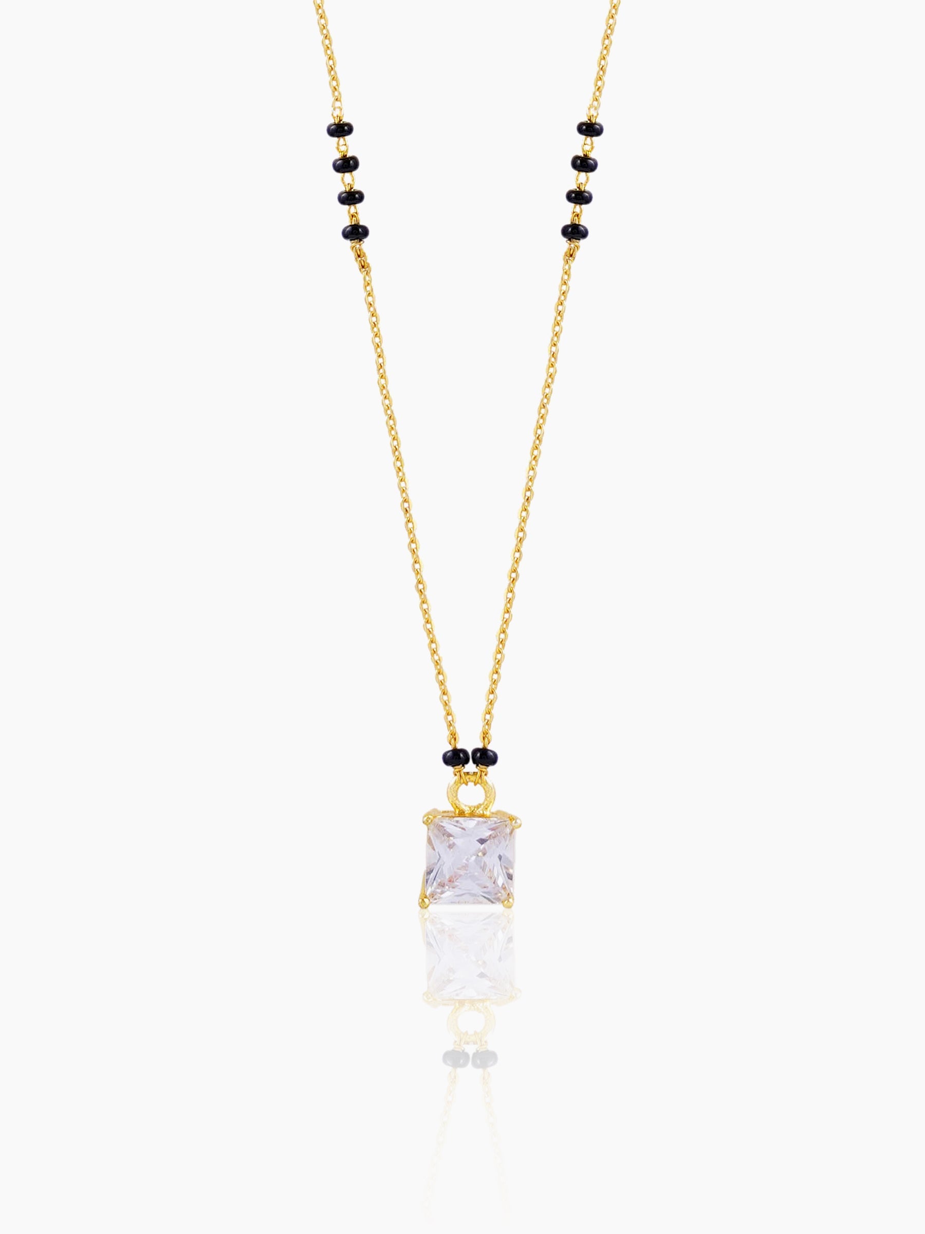 Square Cut Diamond Solitaire 18K Gold Plated Mangalsutra