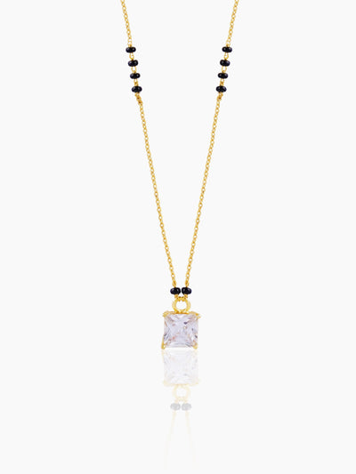 Square Cut Diamond Solitaire 18K Gold Plated Mangalsutra