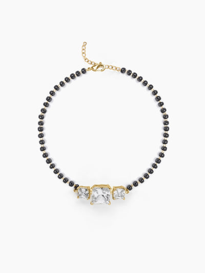 Square Cut Trio Diamond Solitaire 18K Gold Plated Mangalsutra Bracelets
