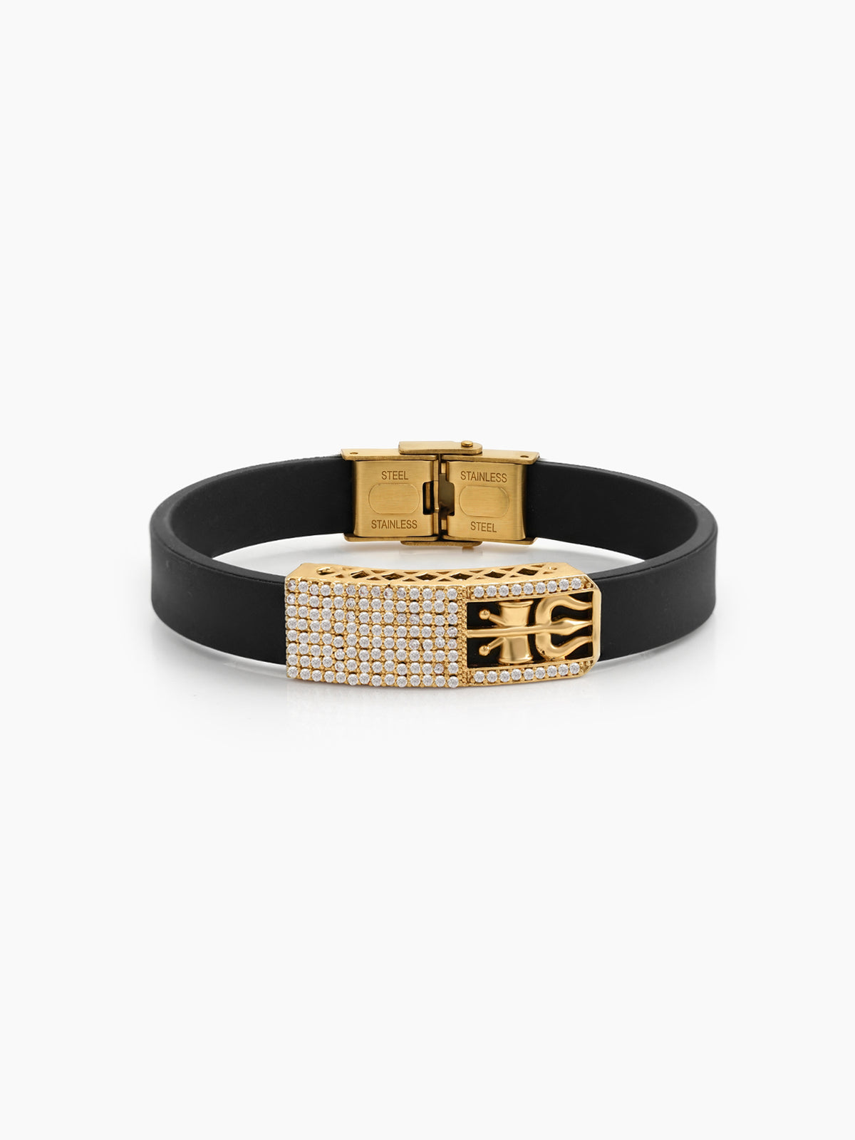 Suryansh Trishul Diamond Gold Men's Bracelet