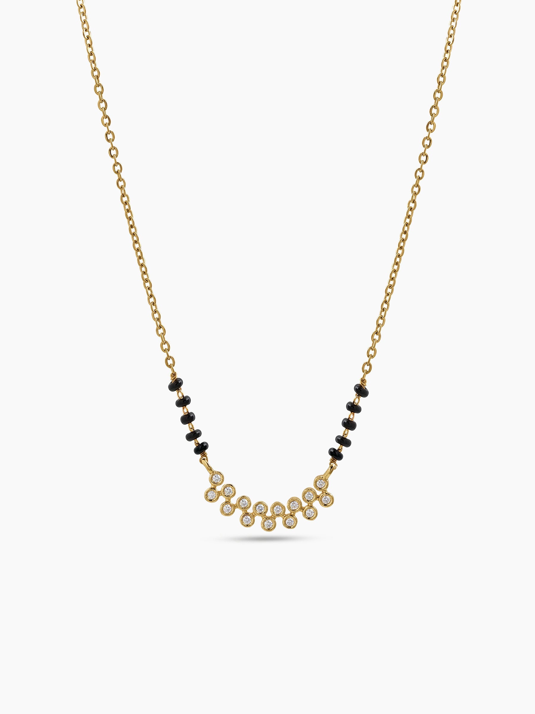 Tanvi Diamond Bar 18K Gold Plated Women's Chain Pendant Mangalsutra Necklace