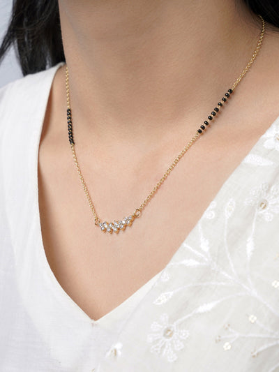 Tarini Sparkling Diamonds 14K Gold Plated Mangalsutra