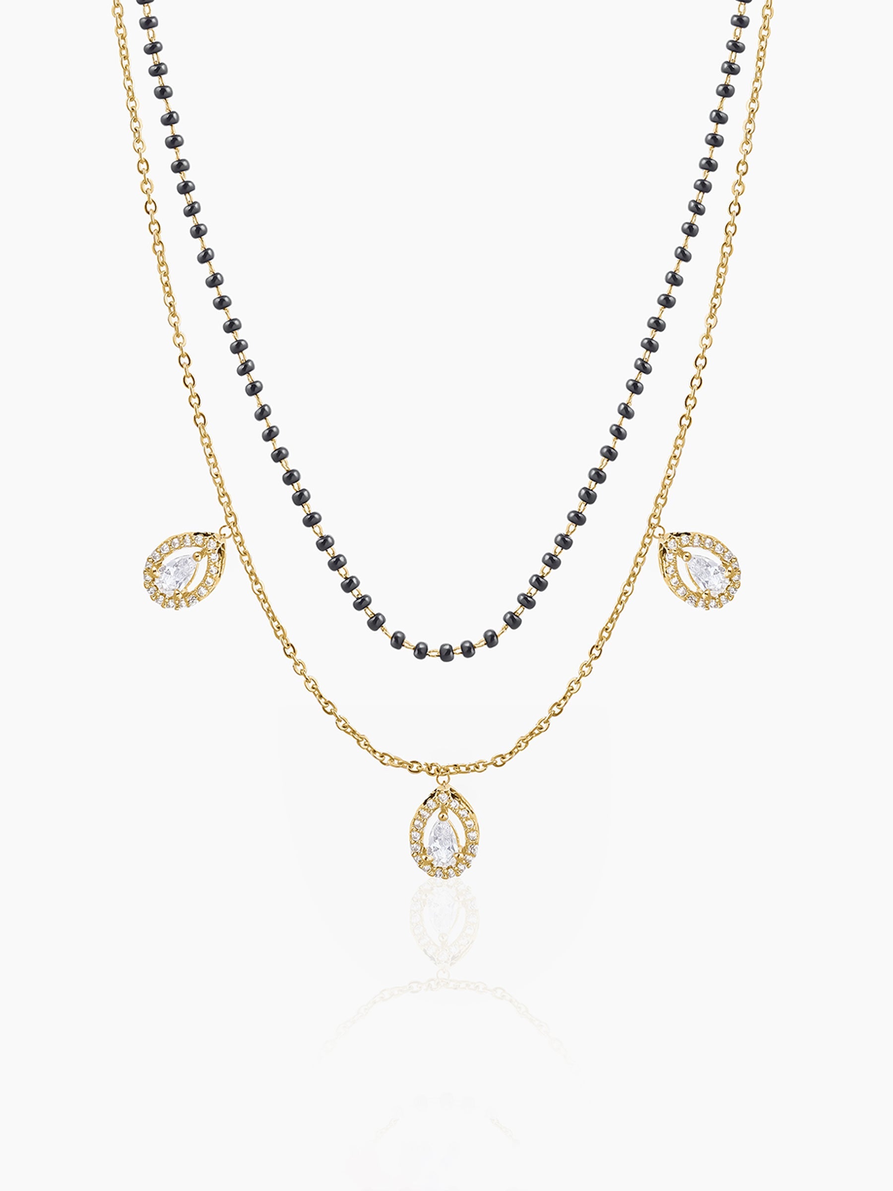 Tia Teardrop Diamonds Double Layered 18K Gold Plated Mangalsutra