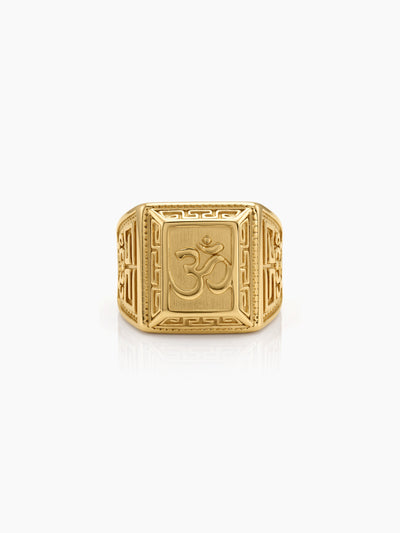 Trilok Om Signet Gold Men's Rings