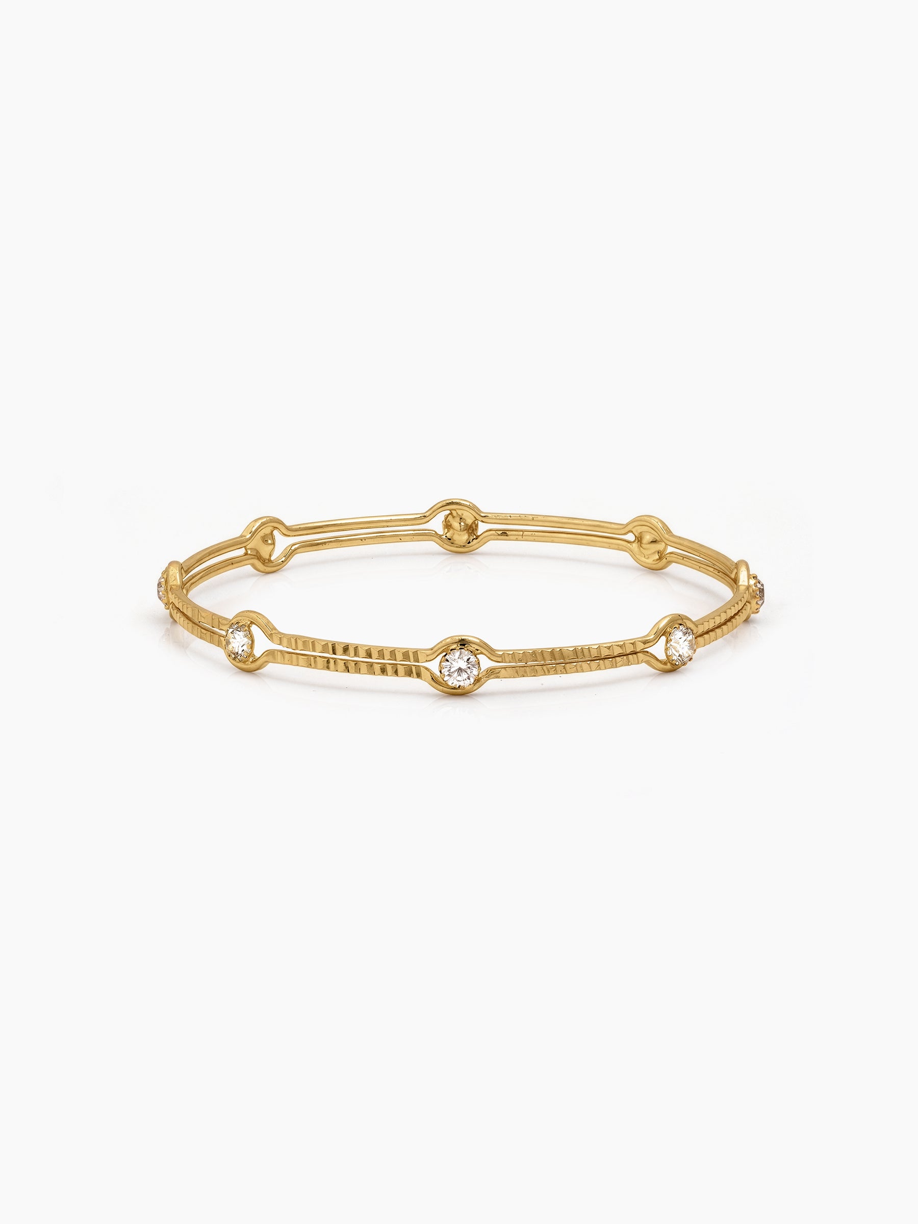 Varsha Link Frame Diamond Solitaire Gold Set Of 2 Women's 2/4, 2/6, 2/8  Bangles