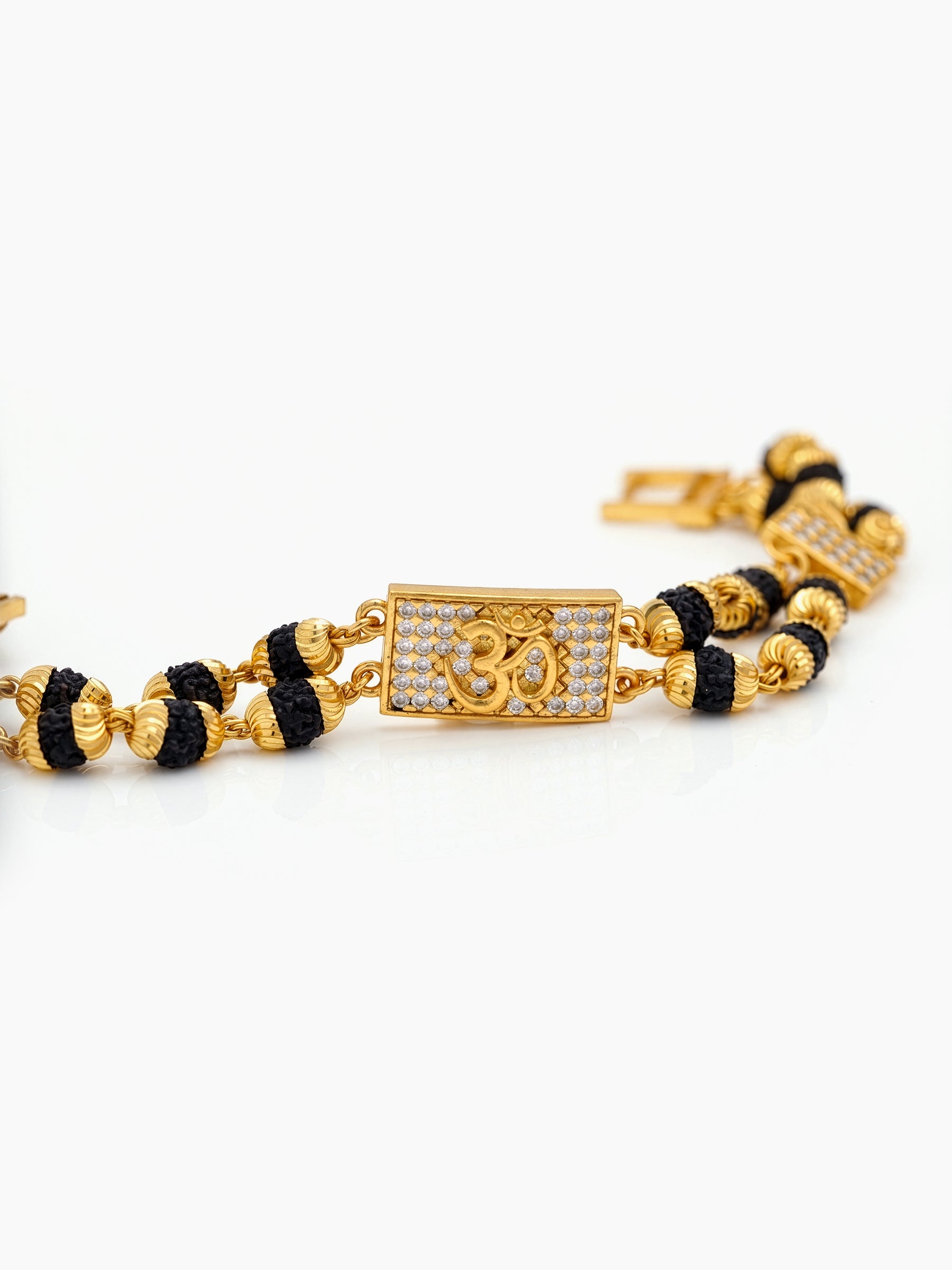 Vedik Om Diamond Gold Men's Rudraksh Loose Chain Bracelets
