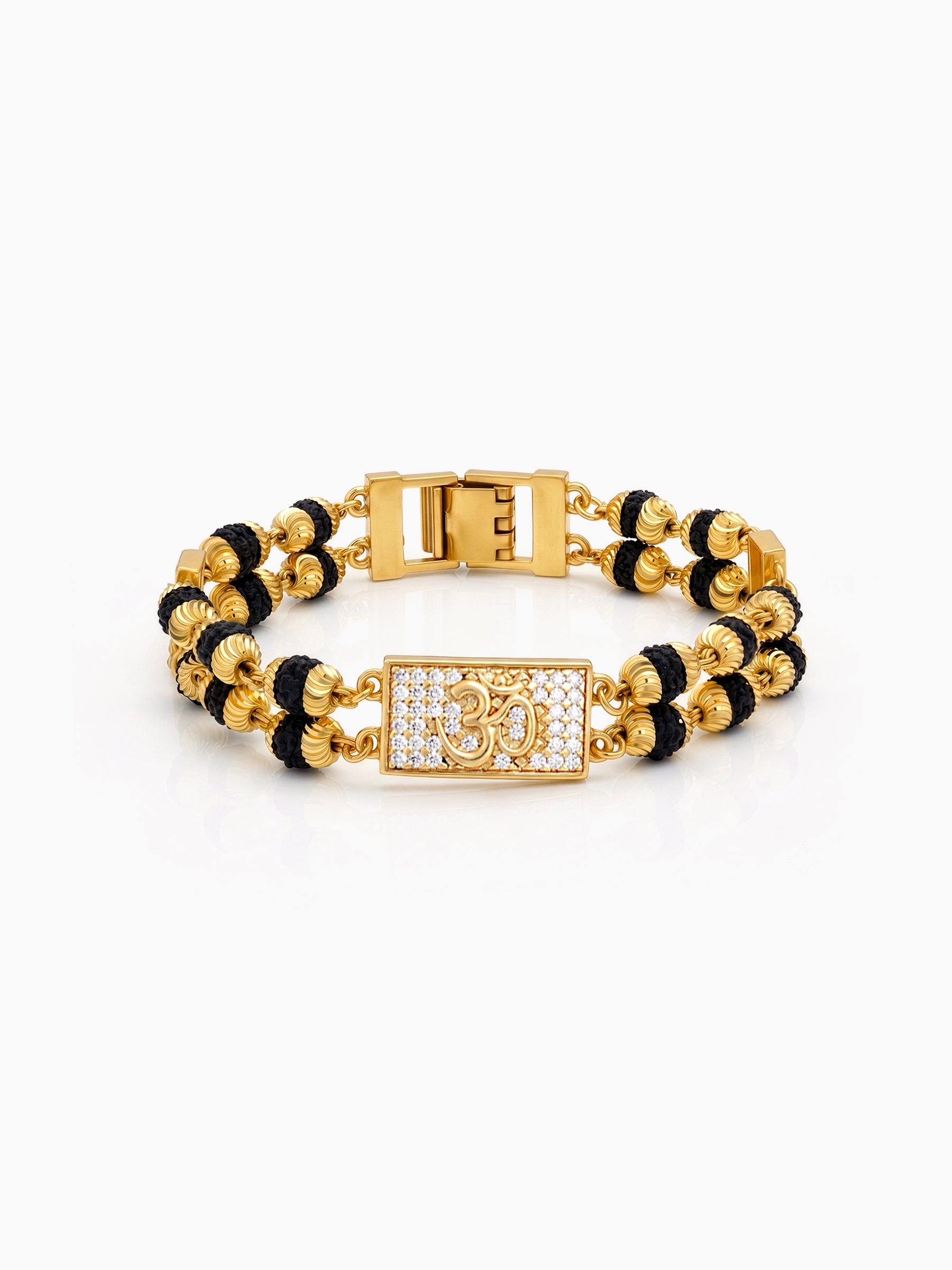 Vedik Om Diamond Gold Men's Rudraksh Loose Chain Bracelets