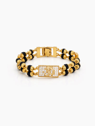 Vedik Om Diamond Gold Men's Rudraksh Loose Chain Bracelets