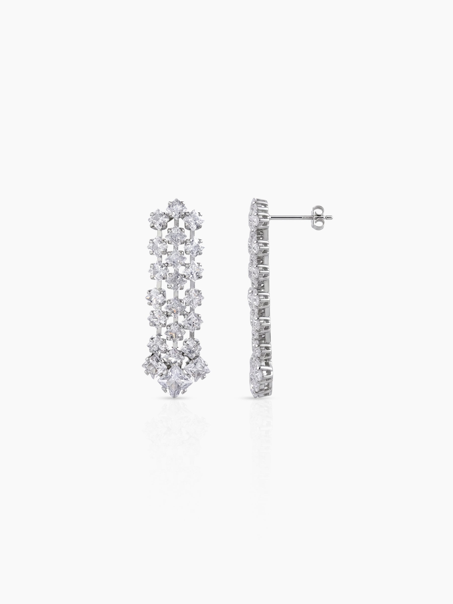 Vidusha Diamond Silver Women's Jewelry Set Of 4 - Necklace, Ring, Bracelet & Earrings