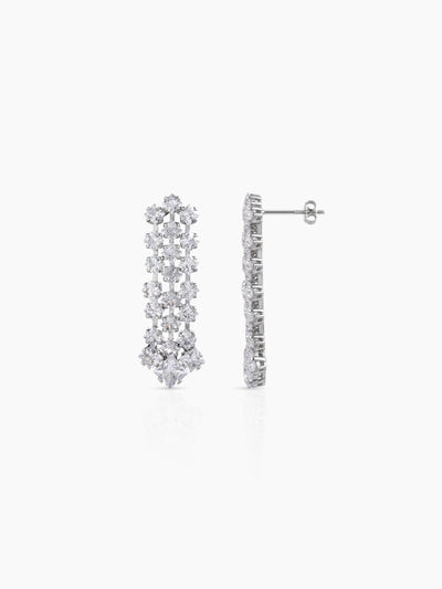 Vidusha Diamond Silver Women's Jewelry Set Of 4 - Necklace, Ring, Bracelet & Earrings
