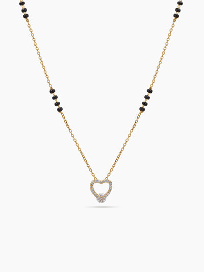 Vihana Heart Diamond Solitaire 18K Gold Plated Women's Chain Pendant Mangalsutra Necklace