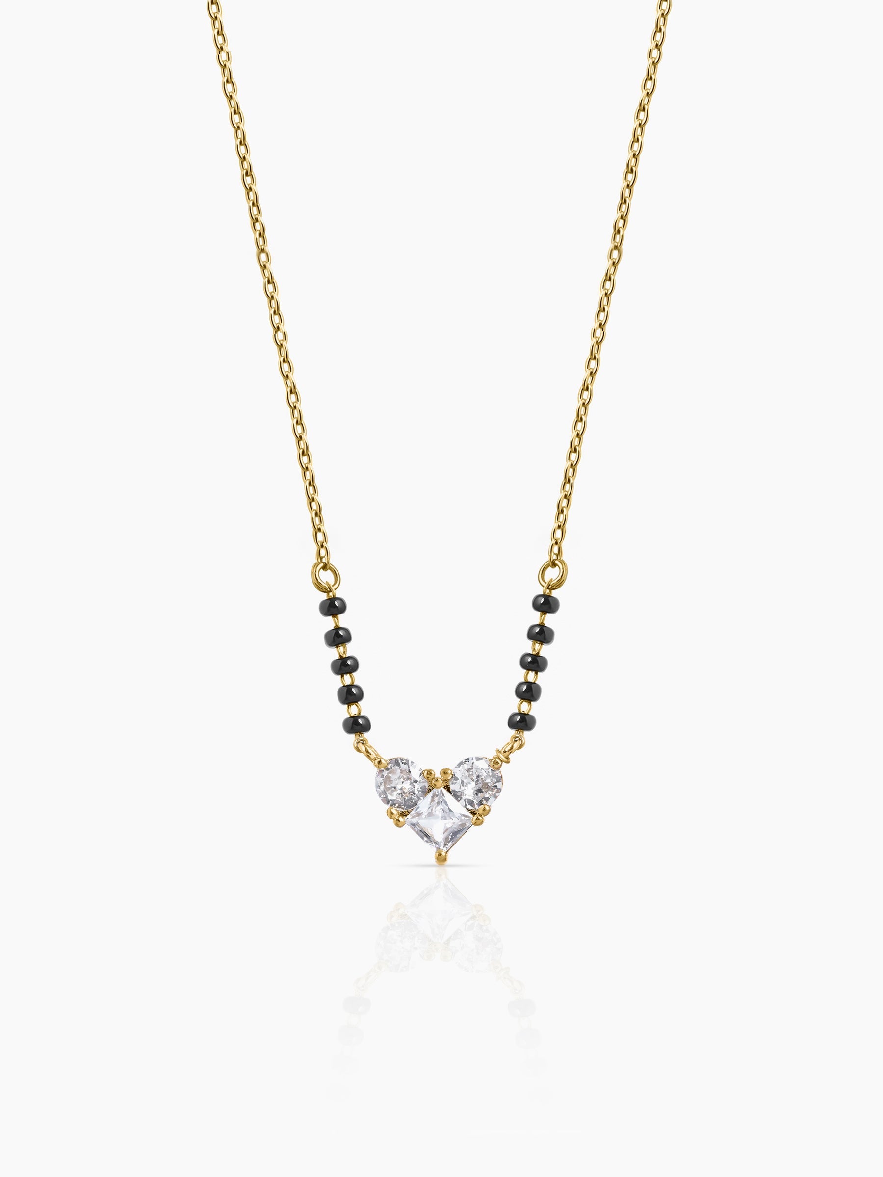Vritti Heart Diamond Cluster 18K Gold Plated Mangalsutra