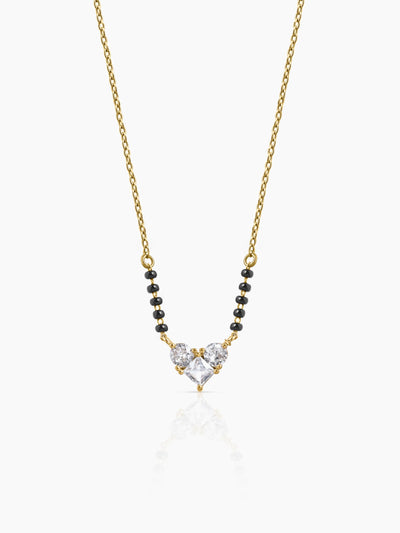 Vritti Heart Diamond Cluster 18K Gold Plated Mangalsutra