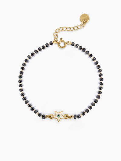 Wish Star Evil Eye Charm 18K Gold Plated Kid's Nazariya Bracelet